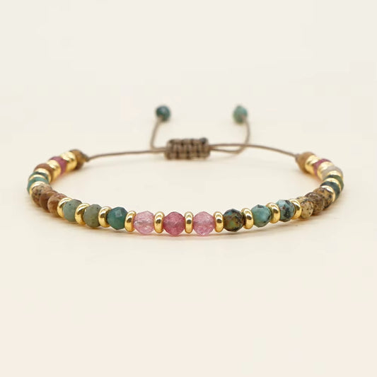 2023 New Natural Stone Bracelet Fashion Vintage Jewelry Gold Color Spacer Beaded Bracelets for Women Adjustable Braclets