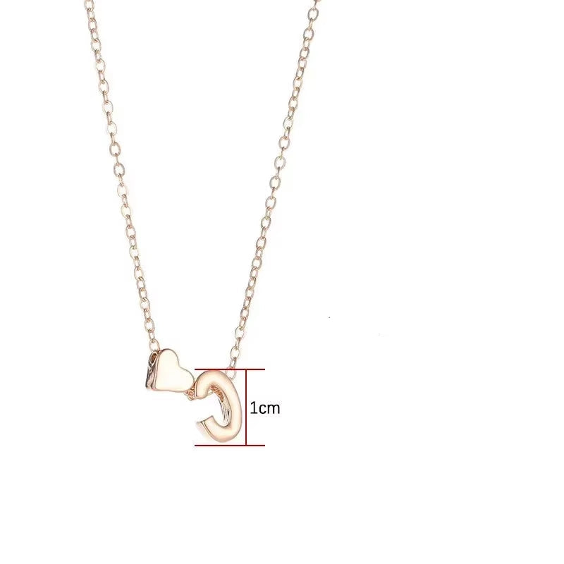 Fashion Tiny Heart Dainty Initial Necklace Gold Silver Color Letter Name Choker for Women Pendant Jewelry Gift