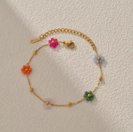 Pulsera Dorada de Flores