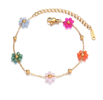 Pulsera Dorada de Flores