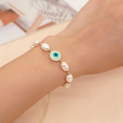 Evil Eye Beaded Bracelets Freshwater Pearl Bracelet Women'S Jewelry Bijoux Femme Pulseras Gift Beautiful Classic Trendy